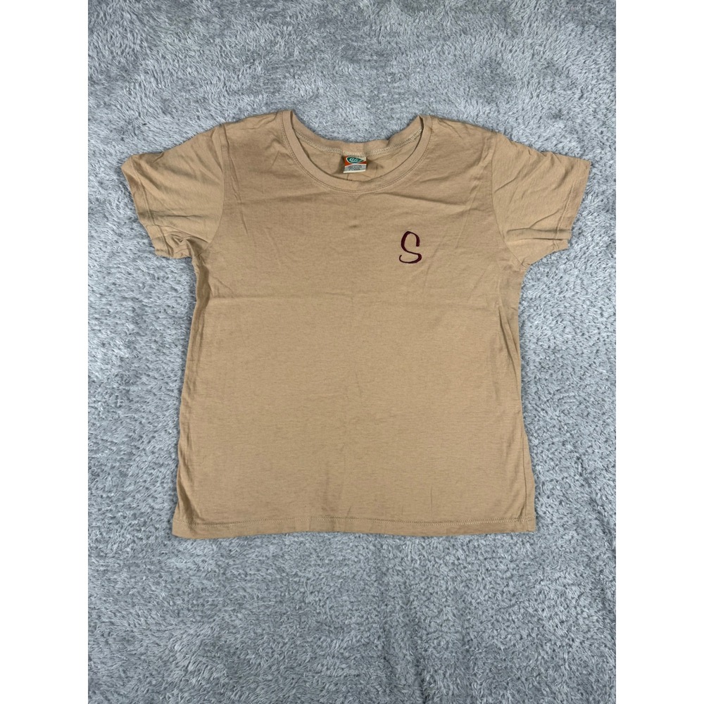 Weavers Girl T-Shirt Juniors XL Tan  Embroidered S 100 % Cotton Basic Tee Casual